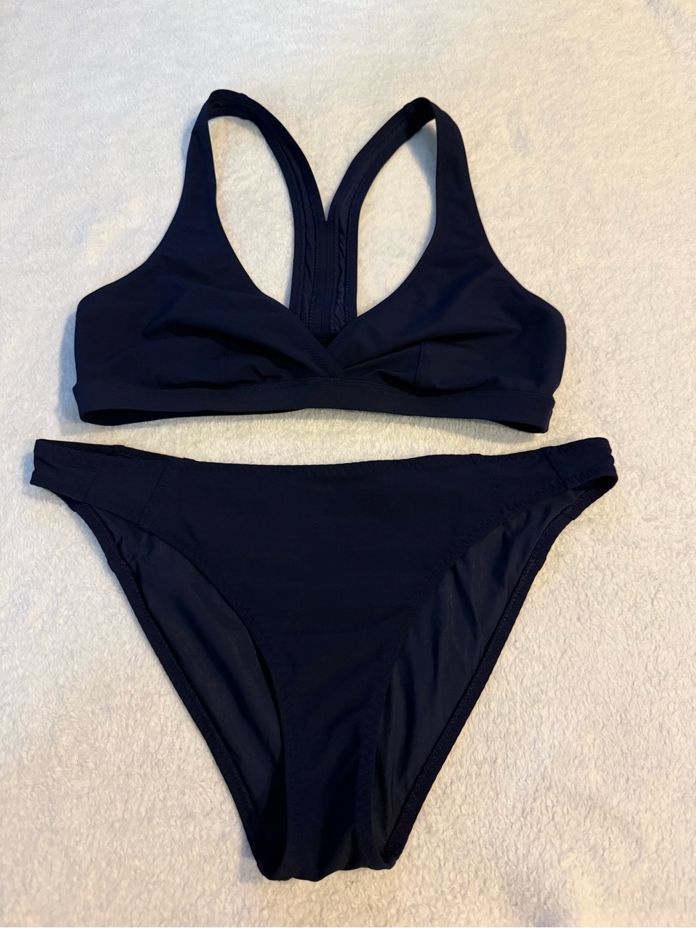 Tory Burch Sport Navy Blue Bikini Set – Racerback Top & Bottom, EUC, Sz Small
